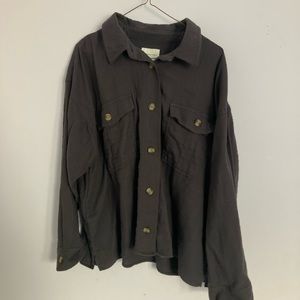 American Eagle Outfitters Dark Brown Button Down Shirt